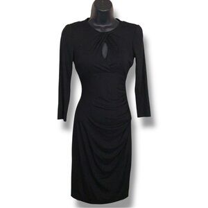 XS Cache Black Stretch Dress Fitted Ruched Event Party Cocktail LBD Goth Pinup